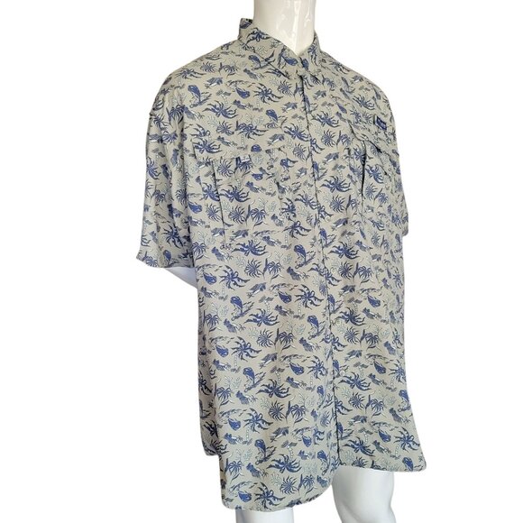 Columbia Super Bahama Mens Tropical Print Short Sleeve Shirt (Size 3XT) - Picture 8 of 8